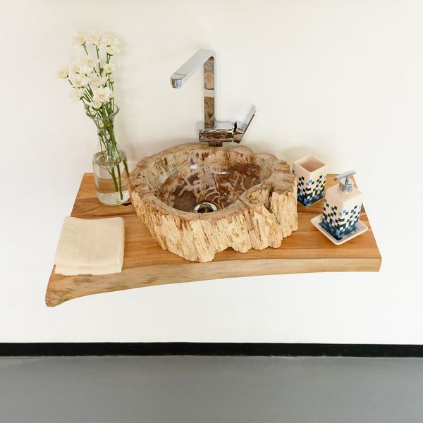 Teak-Holz-Waschtischplatte lasiert Gr. M 80 cm kaufen