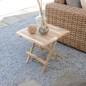 wohnfreuden Teak Garten Beistelltisch eckig geschliffen klappbar massiv 50x50x50