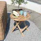 wohnfreuden Teak Garten Beistelltisch rund geschliffen klappbar massiv 50x50cm