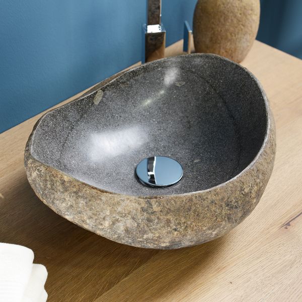 Naturstein Waschbecken mit Naturkante 30 - 39 cm