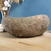 wohnfreuden Naturstein Waschbecken mit Naturkante ca. 40 cm oval