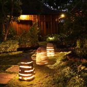 WOHNFREUDEN Marmor Leuchte Garten L 35x30x60 cm Licht Lampe Aussen-Beleuchtung
