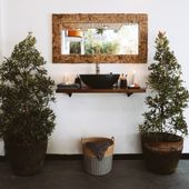 Suar-Holz-Waschtischplatte 100 cm braun lasiert kaufen 1