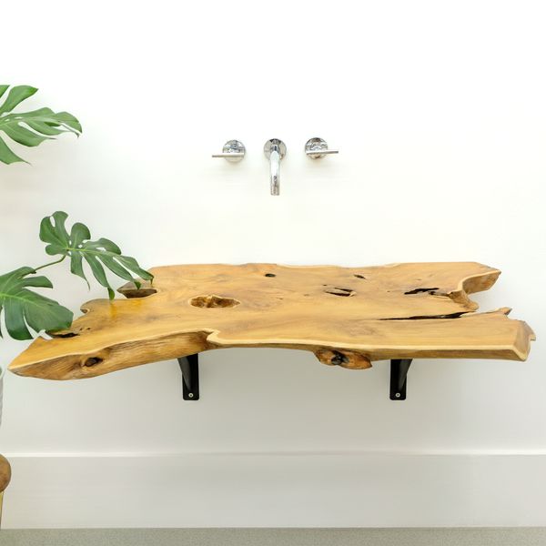 Teak Holz Waschtischplatte 90-105 cm lasiert kaufen