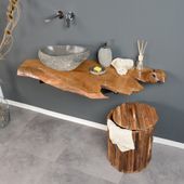 wohnfreuden Teak Holz Waschtischplatte ca. 100-150 cm