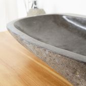 wohnfreuden Naturstein Waschbecken 80 cm gerade Rückwand