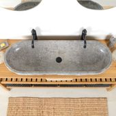 wohnfreuden Marmor Waschbecken Vale Gr. XL 120 cm grau oval