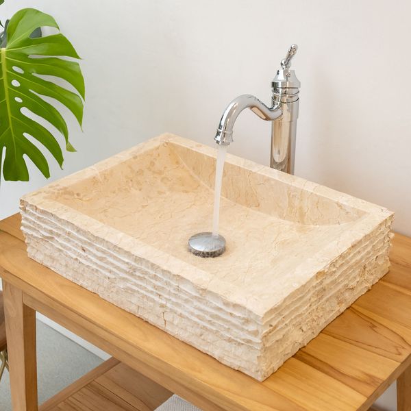 wohnfreuden Marmor Waschbecken PERAHU 52cm creme innen poliert