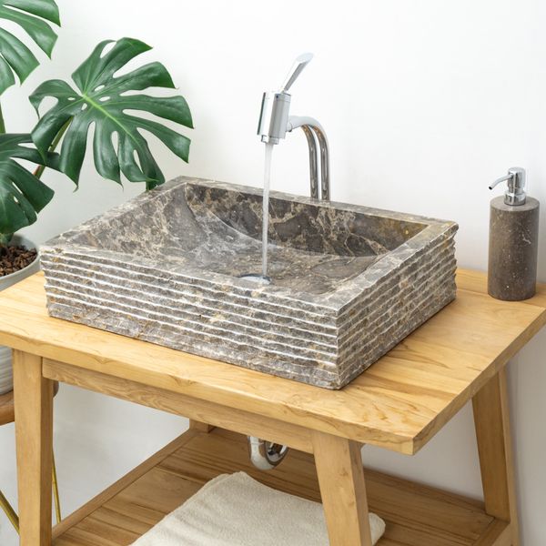 wohnfreuden Marmor Waschbecken PERAHU 50 cm poliert grau