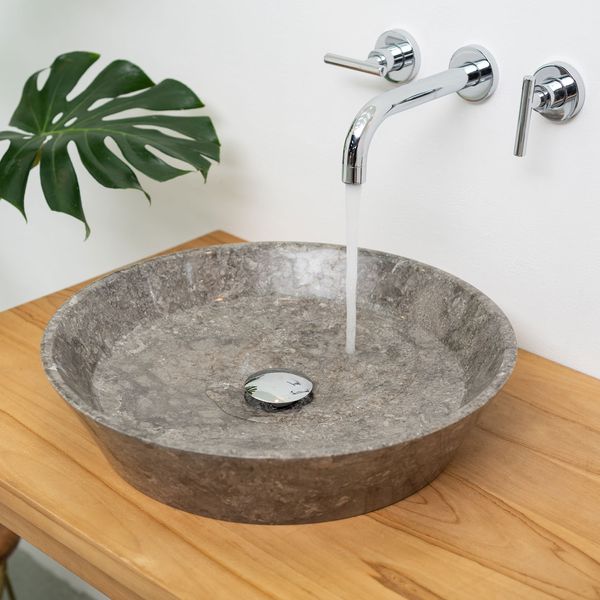 wohnfreuden Marmor Waschbecken 45 cm grau