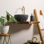 Teakholz Waschtischplatte ab 70 cm mit Galerie kaufen 4