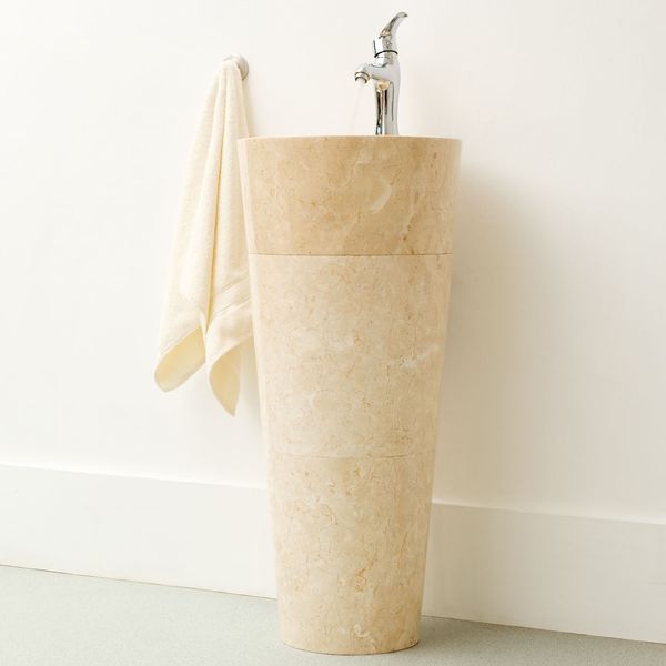 wohnfreuden Marmor Standwaschbecken Pedestal creme