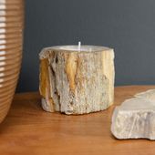 wohnfreuden Teelichthalter fossiles Holz 12x12x7cm creme
