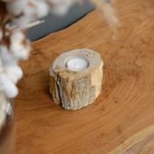 wohnfreuden Teelichthalter fossiles Holz 12x12x7cm creme