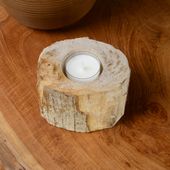 wohnfreuden Teelichthalter fossiles Holz 12x12x7cm creme