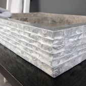 wohnfreuden Marmor Waschbecken 60 cm grau eckig