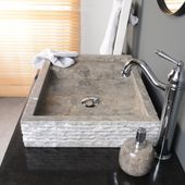 wohnfreuden Marmor Waschbecken 60 cm grau eckig