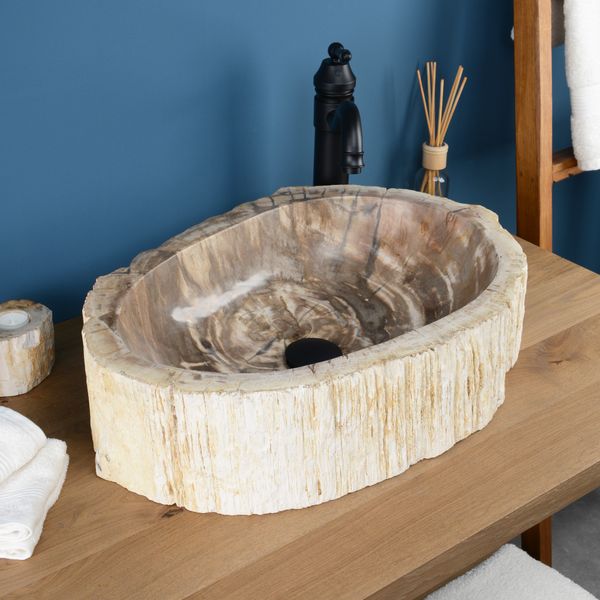 Fossiles Holz Waschbecken Steinwaschbecken 60 cm kaufen