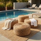 wohnfreuden Sitz-Pouf BRUNO 60 cm aus Wasserhyazinthe