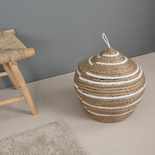 Korb Guci Caping aus Materialmix mit Deckel