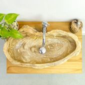 wohnfreuden Waschbecken fossiles Holz ab 70 cm mit Bildergalerie