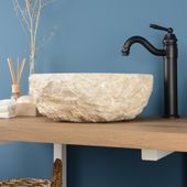 wohnfreuden Marmor Waschbecken EROSI 40 cm creme rund