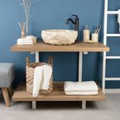 wohnfreuden Marmor Waschbecken EROSI 40 cm creme rund