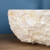 wohnfreuden Marmor Waschbecken EROSI 40 cm creme rund