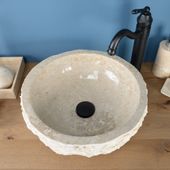 wohnfreuden Marmor Waschbecken EROSI 40 cm creme rund