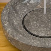 Marmor Aufsatz-Waschbecken rund 40 cm grau Natursteinwaschbecken aus Stein Wohnfreuden