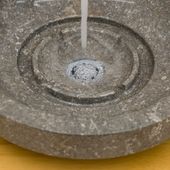 Marmor Aufsatz-Waschbecken rund 40 cm grau Natursteinwaschbecken aus Stein Wohnfreuden