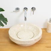 wohnfreuden Marmor Waschbecken Napoli 40 cm creme rund
