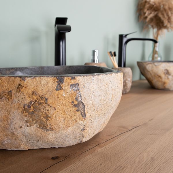 Naturstein Zwilling Doppelwaschbecken 50 cm