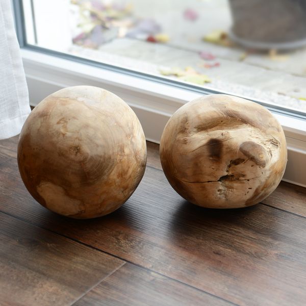 wohnfreuden Teakholz Kugel ca. 20 cm geschliffen
