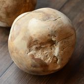 wohnfreuden Teakholz Kugel ca. 20 cm geschliffen