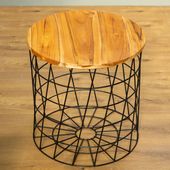 Beistelltisch Black Cylinder aus Teakholz und Eisen kaufen 1