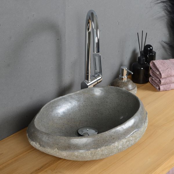 Naturstein Waschbecken ca. 40 cm horizontal poliert