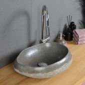 wohnfreuden Naturstein Waschbecken ca. 40 cm horizontal poliert