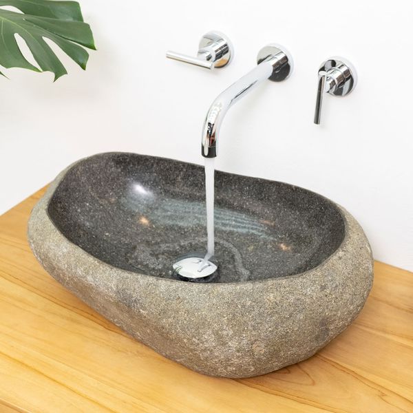 Naturstein Waschbecken 50 cm mit Naturkante kaufen