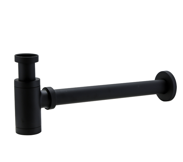 Siphon rund Messing 1 1/4 Ablauf matt schwarz