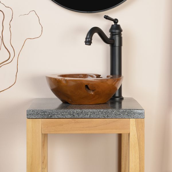 wohnfreuden Terrazzo Waschtischplatte 40x40cm dunkelgrau