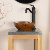 wohnfreuden Terrazzo Waschtischplatte 40x40cm dunkelgrau