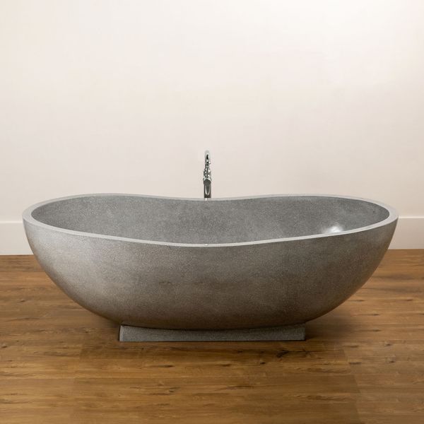 Badewanne aus Terrazzo 180x85 cm grau weiß kaufen