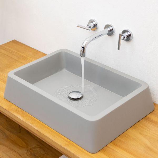 wohnfreuden Terrazzo Waschbecken ZOID 60 cm grau eckig