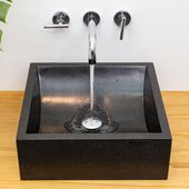 wohnfreuden Terrazzo Waschbecken Thera 42cm schwarz