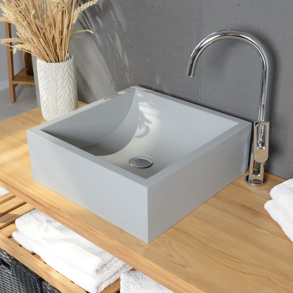 wohnfreuden Terrazzo Waschbecken Thera 42cm grau