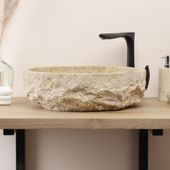 wohnfreuden Marmor Waschbecken EROSI 50 cm creme oval