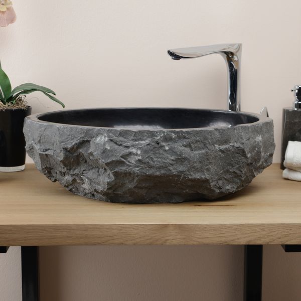 Andesit Waschbecken 50 cm oval grau schwarz kaufen