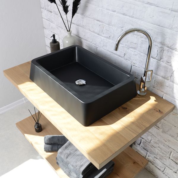 wohnfreuden Terrazzo Waschbecken Zoid 60 cm schwarz