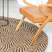 Teppich Bodenleger Läufer Matte rund aus Wasserhyazinthe verschiedene Größen schwarz natur Wohnfreuden